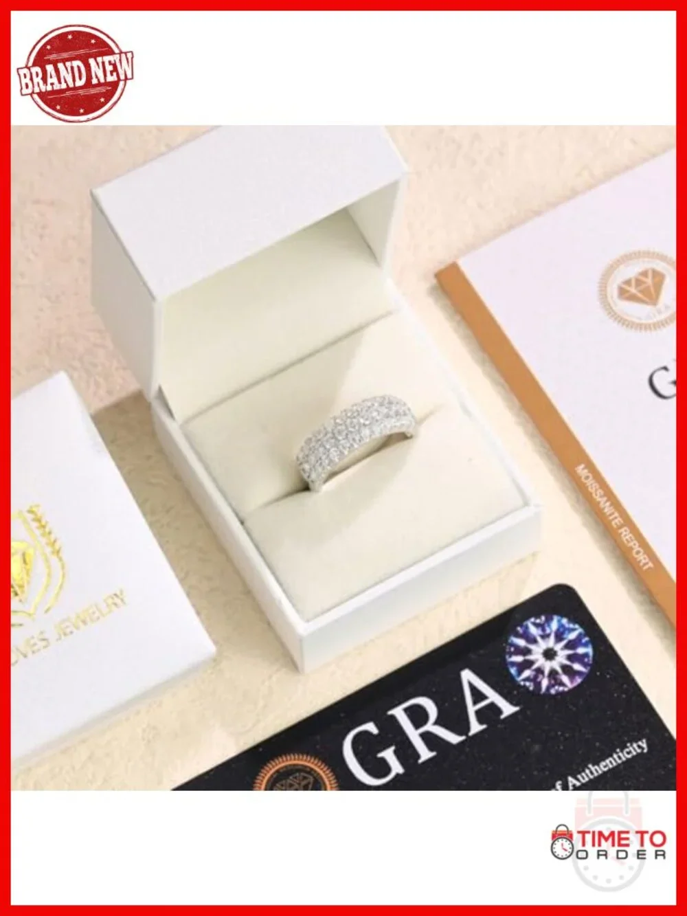 Moissanite Eternity Wedding Band Ring 925 Sterling Silver D Color VVS1